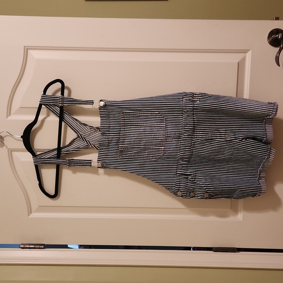 Bibs bib overalls jumper shorts striped blue & white XXL - Picture 1 of 5